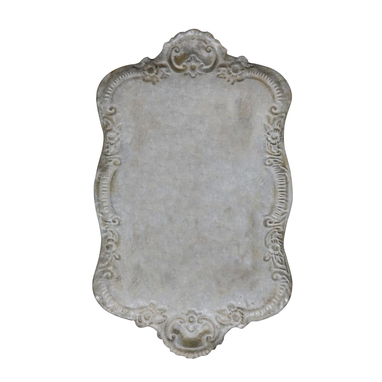Hello Honey® 18" Decorative Distressed Gray Metal Tray